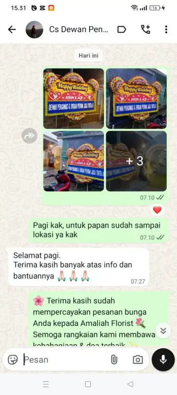 Testimonial papan bunga MAJENE